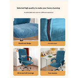 Stretchable office computer chair cover conforms to ergonomics - Executive swivel chair for home office use, peacock blue, XL