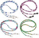 4Pcs Beaded Eyeglass Chains for Women & Girls, Sunglass Holder Strap Around Neck, Acrylic Glasses Hanger Keeper