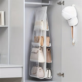 Multi-Layer Handbag Organizer for Closet, 1 Piece, 6/8 Grids, Space Saving for Suitcases and Handbags, Polyester Material
