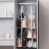 Multi-Layer Handbag Organizer for Closet, 1 Piece, 6/8 Grids, Space Saving for Suitcases and Handbags, Polyester Material