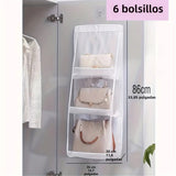 Multi-Layer Handbag Organizer for Closet, 1 Piece, 6/8 Grids, Space Saving for Suitcases and Handbags, Polyester Material
