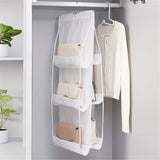 Multi-Layer Handbag Organizer for Closet, 1 Piece, 6/8 Grids, Space Saving for Suitcases and Handbags, Polyester Material