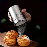 1Pcs Stainless Steel Powder Sugar Shaker Duster with Lid, Fine Mesh Shaker Powder Cans for baking soda Cocoa Cornstarch Coffee Flour ect