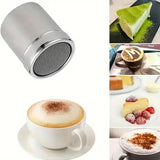 1Pcs Stainless Steel Powder Sugar Shaker Duster with Lid, Fine Mesh Shaker Powder Cans for baking soda Cocoa Cornstarch Coffee Flour ect