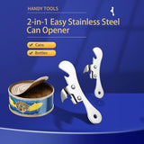 Can Opener Manual Stainless Steel Camping Can Opener, Portable Bottle Opener (2 Pieces)