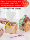 3Pcs Yellow Purple Green Food Sealing Clips Set, Colorful Reusable Plastic Snack Bag Fresh Keep Clips