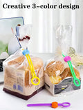 3Pcs Yellow Purple Green Food Sealing Clips Set, Colorful Reusable Plastic Snack Bag Fresh Keep Clips