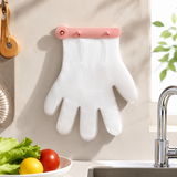 Kitchen Wall Hanging Glove Organizer Set, 100Pcs Lazy Disposable Gloves with 1pc Pink Glove Clip Rack for Restaurant, Hotel, Household Cleaning
