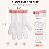 Kitchen Wall Hanging Glove Organizer Set, 100Pcs Lazy Disposable Gloves with 1pc Pink Glove Clip Rack for Restaurant, Hotel, Household Cleaning