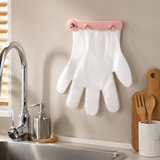Kitchen Wall Hanging Glove Organizer Set, 100Pcs Lazy Disposable Gloves with 1pc Pink Glove Clip Rack for Restaurant, Hotel, Household Cleaning