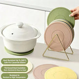 5Pc Silicone Heat Resistant Table Placemat Cup Coaster, Anti Scald Pot Bowl Pad For Home Kitchen Dining
