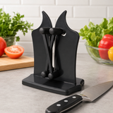 Knife Sharpener - Stainless Steel & Tungsten Carbide Self-Adjusting Knife Sharpeners for Kitchen Knives, Efficiently Repairs, Sharpens, Hones, and Polishes Blades(Black)