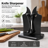 Knife Sharpener - Stainless Steel & Tungsten Carbide Self-Adjusting Knife Sharpeners for Kitchen Knives, Efficiently Repairs, Sharpens, Hones, and Polishes Blades(Black)