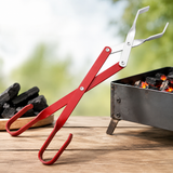 Charcoal Clip Small Long Bbq Tongs with Wood Handle, Metal Barbecue Clip for Grilling and Outdoor Camping Bonfire Accessories