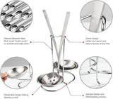 304 Stainless Steel Double Ladles Holder Vertical Spoon Rest Cooking Utensils Stand with 4 inch bowls
