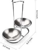 304 Stainless Steel Double Ladles Holder Vertical Spoon Rest Cooking Utensils Stand with 4 inch bowls