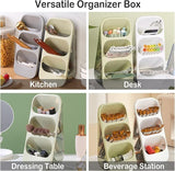 3-Tier Large Capacity Kitchen Utensil Organizer – Minimalist Desktop Storage Box for Kitchen, Bedroom, Living Room & More (Green)