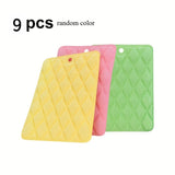 9pcs Multi-Purpose Magic Cleaning Sponge Cloth, Dual-Sided Scratch-Free with Non-Slip Handle, for Kitchen & Car, Random Color