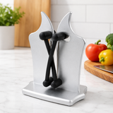 Knife Sharpener - Stainless Steel & Tungsten Carbide Self-Adjusting Knife Sharpeners for Kitchen Knives, Efficiently Repairs, Sharpens, Hones, and Polishes Blades(Sliver)