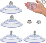 Large Suction Cup with Screws 3.4"/85mm Plastic Suction Pads 4 Pack Clear PVC Sucker Pads with M8 Screw Nut Extra Strong Adhesive Glass Suction Holder