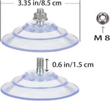 Large Suction Cup with Screws 3.4"/85mm Plastic Suction Pads 4 Pack Clear PVC Sucker Pads with M8 Screw Nut Extra Strong Adhesive Glass Suction Holder
