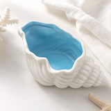 Conch Shape Ceramic Jewelry Tray, Aqua Shell Trinket Dish Ceramic Ring Earring Holder Ocean-themed Decorative Trinket Plate for Rings Earrings Necklaces
