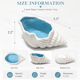 Conch Shape Ceramic Jewelry Tray, Aqua Shell Trinket Dish Ceramic Ring Earring Holder Ocean-themed Decorative Trinket Plate for Rings Earrings Necklaces