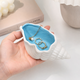 Conch Shape Ceramic Jewelry Tray, Aqua Shell Trinket Dish Ceramic Ring Earring Holder Ocean-themed Decorative Trinket Plate for Rings Earrings Necklaces