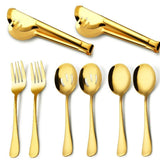 8Pcs Stainless Steel Serving Utensil Set, Spoon Colander Fork Food Tong For Home Restaurant Buffet