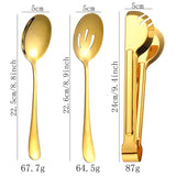 8Pcs Stainless Steel Serving Utensil Set, Spoon Colander Fork Food Tong For Home Restaurant Buffet