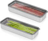Bacon Container for Refrigerator,2 Pack Holder for Fridge, Deli Meat Box,304SS Airtight Food Storage Container,Stackable Refrigerator Organizer with Locking Lid (BPA Free)