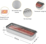 Bacon Container for Refrigerator,2 Pack Holder for Fridge, Deli Meat Box,304SS Airtight Food Storage Container,Stackable Refrigerator Organizer with Locking Lid (BPA Free)