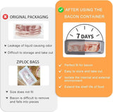 Bacon Container for Refrigerator,2 Pack Holder for Fridge, Deli Meat Box,304SS Airtight Food Storage Container,Stackable Refrigerator Organizer with Locking Lid (BPA Free)
