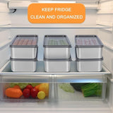Bacon Container for Refrigerator,2 Pack Holder for Fridge, Deli Meat Box,304SS Airtight Food Storage Container,Stackable Refrigerator Organizer with Locking Lid (BPA Free)