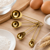 4-Piece Gold Stainless Steel Measuring Spoons Set – Durable and Stylish Kitchen Measuring Tools for Precise Baking and Cooking