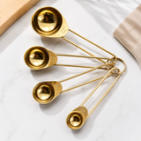 4-Piece Gold Stainless Steel Measuring Spoons Set – Durable and Stylish Kitchen Measuring Tools for Precise Baking and Cooking
