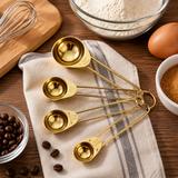 4-Piece Gold Stainless Steel Measuring Spoons Set – Durable and Stylish Kitchen Measuring Tools for Precise Baking and Cooking