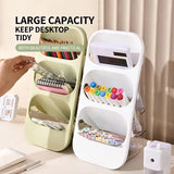 3-Tier Large Capacity Kitchen Utensil Organizer – Minimalist Desktop Storage Box for Kitchen, Bedroom, Living Room & More (White)