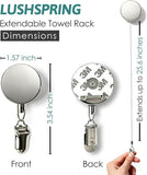 Extendable Towel Holder for Bathroom, Retractable Hand Towel Hook, Adhesive Stainless Steel Towel Clip Hanger Over the Door, Space-Saving RV Accessories for Kitchen, Bath, Cabinet