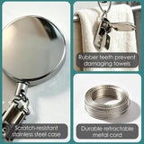 Extendable Towel Holder for Bathroom, Retractable Hand Towel Hook, Adhesive Stainless Steel Towel Clip Hanger Over the Door, Space-Saving RV Accessories for Kitchen, Bath, Cabinet