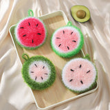 4pcs Random Color Watermelon Dishwashing Brush Acrylic Dishwashing Towel Round Ball Bowl Brush Korean Thickened