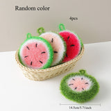4pcs Random Color Watermelon Dishwashing Brush Acrylic Dishwashing Towel Round Ball Bowl Brush Korean Thickened