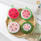 4pcs Random Color Watermelon Dishwashing Brush Acrylic Dishwashing Towel Round Ball Bowl Brush Korean Thickened