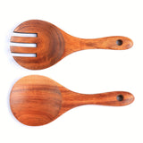 2pcs Salad Servers, Wood Salad Tongs, Salad Spoon and Fork Set, Long Handle Salad Server Set for Mixing, Tossing and Cooking