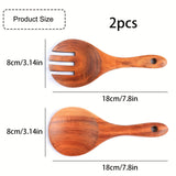 2pcs Salad Servers, Wood Salad Tongs, Salad Spoon and Fork Set, Long Handle Salad Server Set for Mixing, Tossing and Cooking