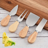 4 PCS Cheese Knife Set for Charcuterie Board, Wood Handle Stainless Steel Cheese Slicer & Cutter Utensils with Mini Knife, Butter Knife, Fork