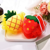 6 Pieces Cute Fruit Bath Shower Sponge Loofahs Mesh Pouf Shower Ball Colorful Cartoon Body Scrubber Balls Shower Mesh