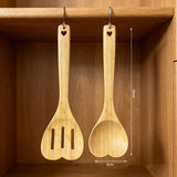 2pcs Bamboo Cooking Spoon Set, Heart-Shaped Spoons Hollow Design for Draining, 11.8-Inch Wooden Kitchen Utensils