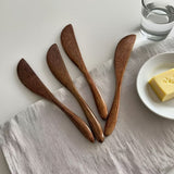 4pcs Butter Knife, 5.9 Inch Wooden Jam Spreader Mini Butter Spreaders Knife Kitchen Restaurant Spreader Condiment Knives for Jelly Sandwich Cheese