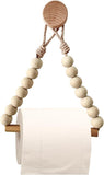 Bathroom Toilet Paper Holder Wooden Bead Toilet Roll Holder Hanging Toilet Paper String Holder (Wood Color)